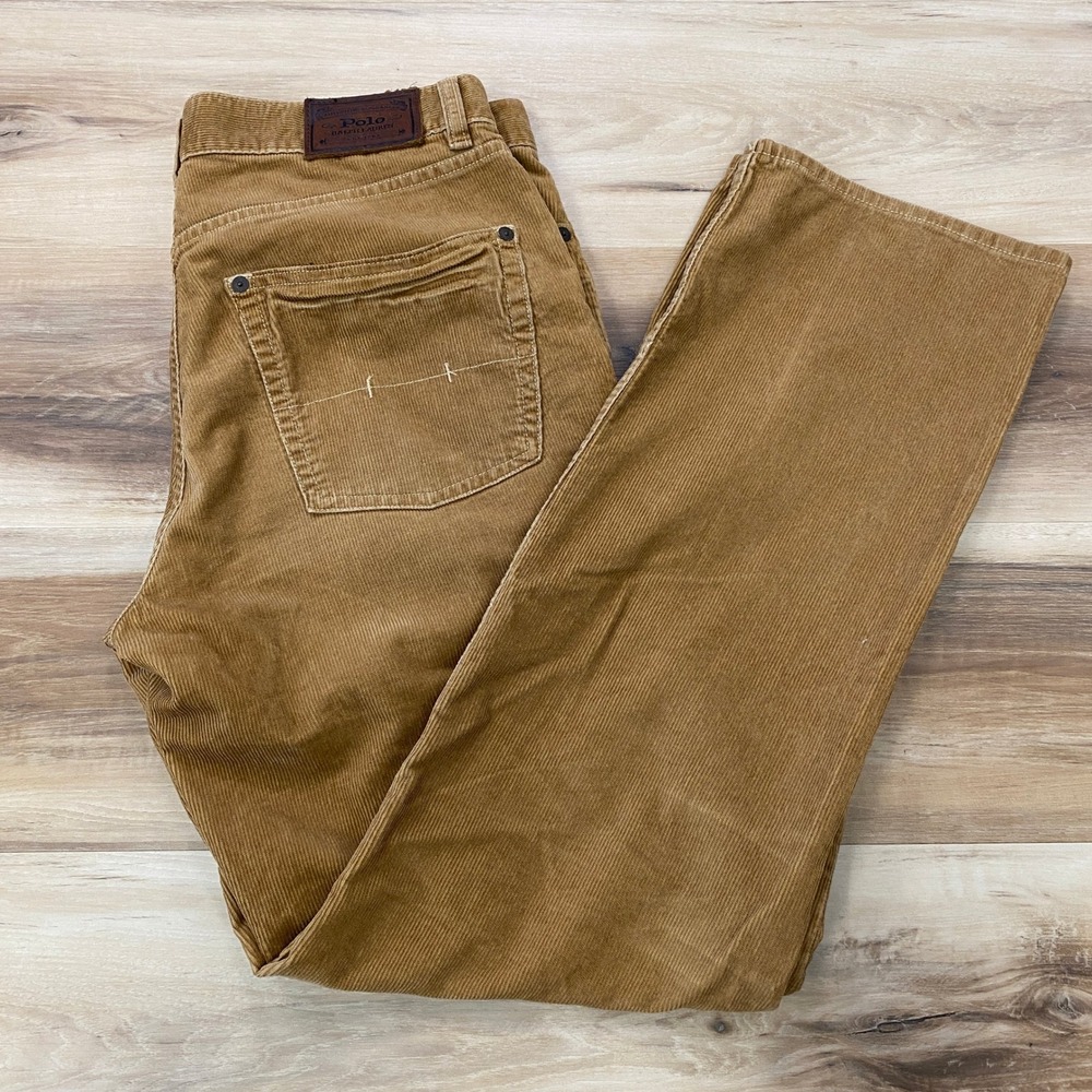 Polo Ralph Lauren 650 Corduroy Pants 32x30 Straight Leg Cotton Tan Brown Brown